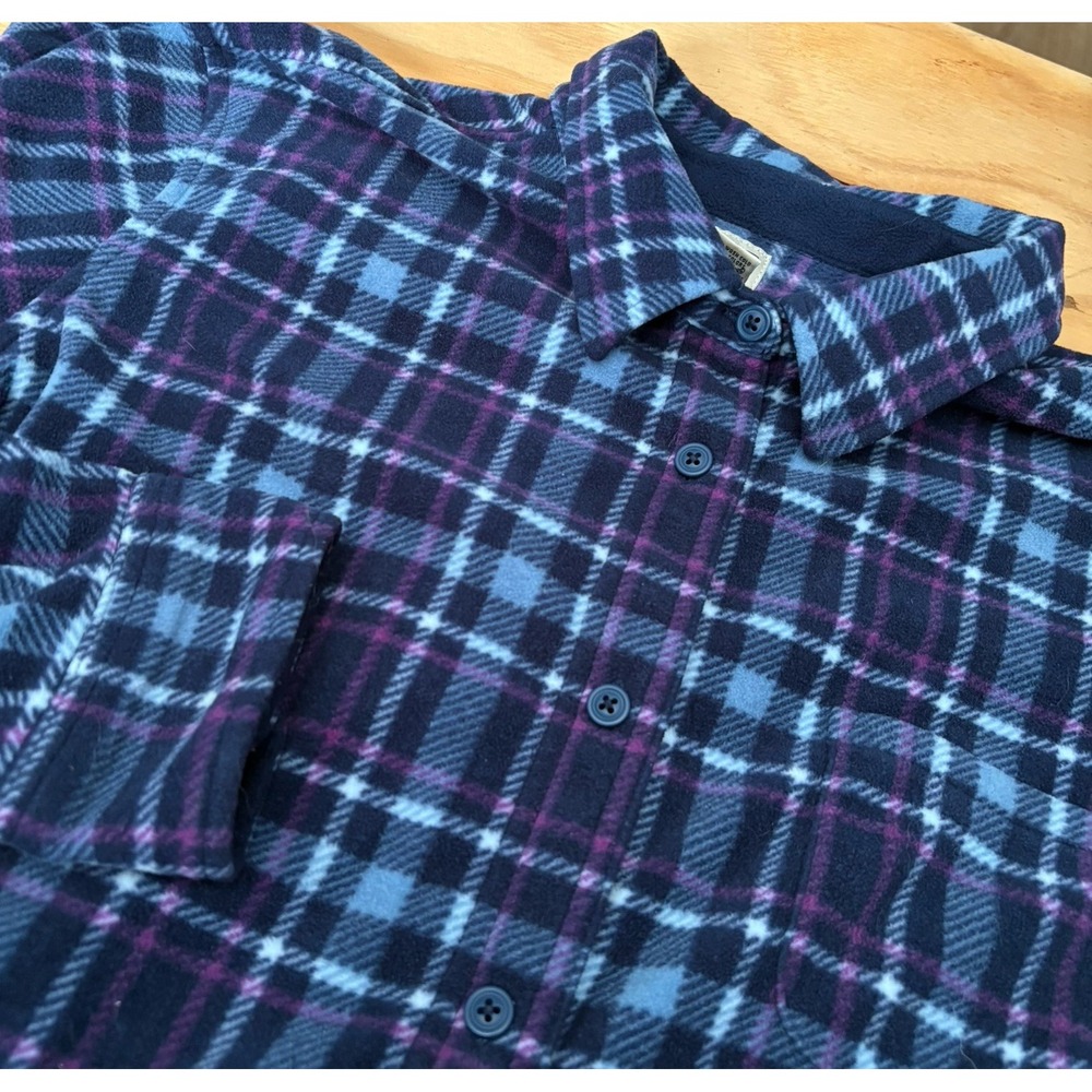 LL Bean Women's Fleece Plaid Button Up Shirt Jacket Shacket XL 272967
